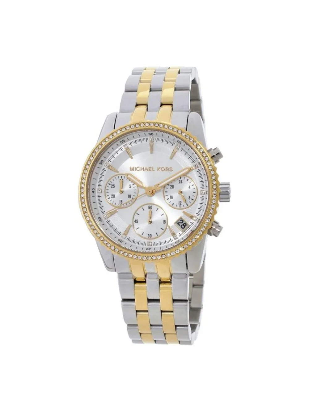NWT Michael Kors Mini Bryant Chronograph Quartz Silver Dial Ladies Watch